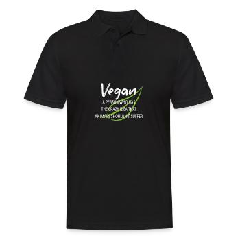 Vegan Veganer Tierschutz Vegetarier Vegetarisch - Männer Poloshirt - Schwarz - Vorne - Kai (181cm)