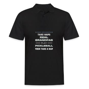 Lustiger Pickleball-Spruch "Senior Player Cool Grandpa" - Männer Poloshirt - Schwarz - Vorne - Kai (181cm)