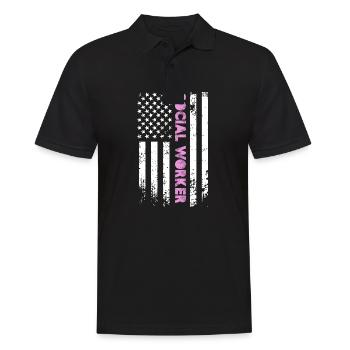 Travailleur social Drapeau américain - Polo Homme - noir - Devant - Kai (181cm)