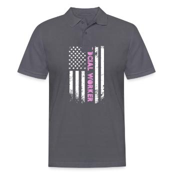 Travailleur social Drapeau américain - Polo Homme - charbon - Devant - Nico (186cm)