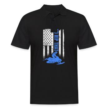 Je déchirerais ça | Drapeau et motard des États-Unis - Polo Homme - noir - Devant - Kai (181cm)