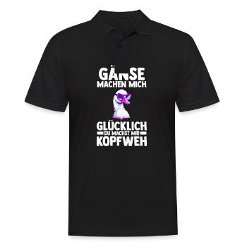 Gans Gänse - Männer Poloshirt - Schwarz - Vorne - Kai (181cm)