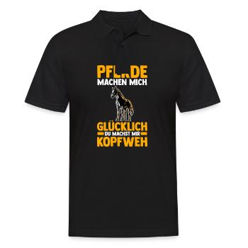 Pferd Reiten Reiter Reiterin Reitsport Pferde - Männer Poloshirt - Schwarz - Vorne - Kai (181cm)
