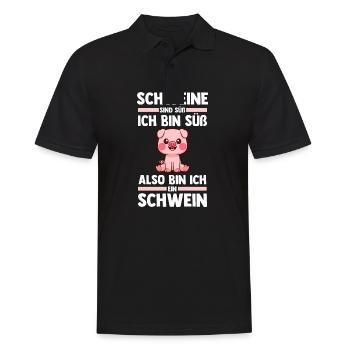 Ferkel Landwirt Bauer Bauernhof Schweine - Männer Poloshirt - Schwarz - Vorne - Kai (181cm)