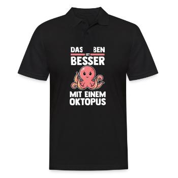 Tintenfisch Oktopus - Männer Poloshirt - Schwarz - Vorne - Kai (181cm)