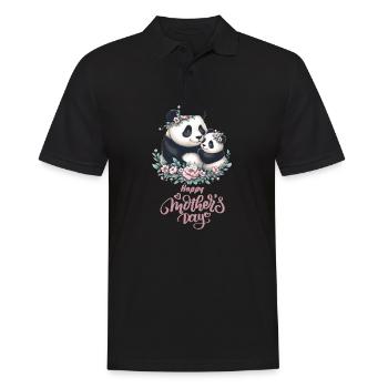 Happy Mother's Day Floral Wreath Mum Panda - Männer Poloshirt - Schwarz - Vorne - Kai (181cm)