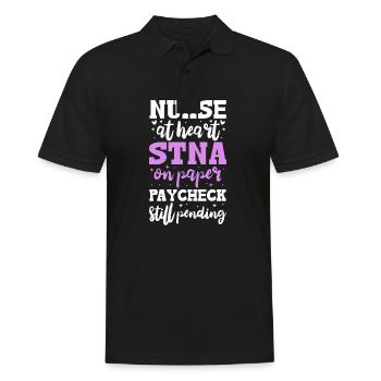 Nurse at heart STNA on paper Paycheck still - Men's Polo Shirt - black - Front - Kai (181cm)