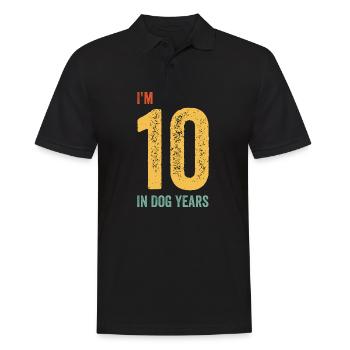I'm 10 In Dog Years Tees | Funny 70th Birthday - Polo Homme - noir - Devant - Kai (181cm)