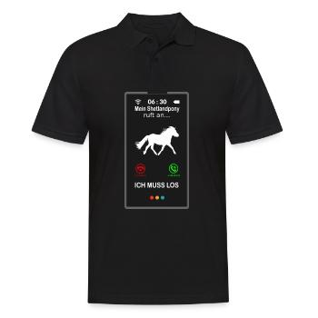 Shetlandpony appelle le téléphone portable Sort Drôle Drôle - Polo Homme - noir - Devant - Kai (181cm)