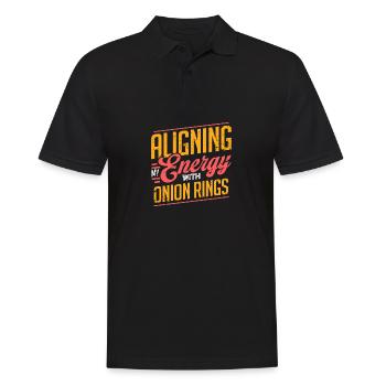 Meine Energie mit dem Humor von Onion Rings in Einklang bringen - Männer Poloshirt - Schwarz - Vorne - Kai (181cm)