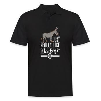 I just really like Donkeys OK - Esel Maultier - Männer Poloshirt - Schwarz - Vorne - Kai (181cm)