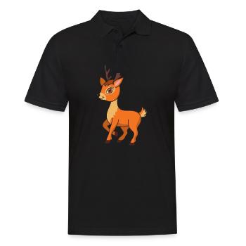 Rentier Rehkitz Hirsch Geweih Rehbock Rehwild Wild - Männer Poloshirt - Schwarz - Vorne - Kai (181cm)