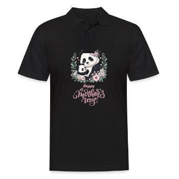 Happy Mother's Day Floral Wreath Mum Panda - Männer Poloshirt - Schwarz - Vorne - Kai (181cm)