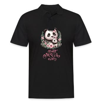 Best Mom Ever Panda Lover Floral Wreath I Mom - Männer Poloshirt - Schwarz - Vorne - Kai (181cm)