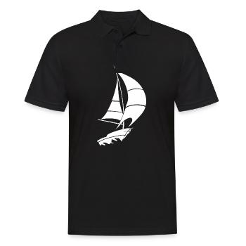 Segelboot Segelyacht Meer Silhouette - Männer Poloshirt - Schwarz - Vorne - Kai (181cm)