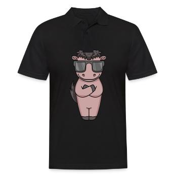 Cheval avec lunettes de soleil - Polo Homme - noir - Devant - Kai (181cm)