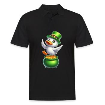 Süße St. Patrick's Day Ente Zylinder Kleeblatt - Männer Poloshirt - Schwarz - Vorne - Kai (181cm)