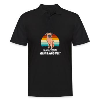 I am a social vegan. I avoid sar - Men's Polo Shirt - black - Front - Kai (181cm)