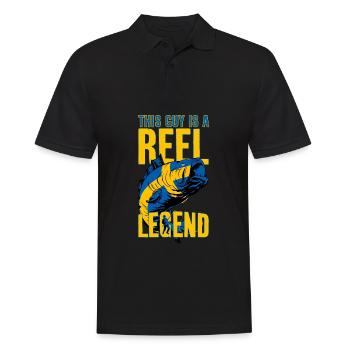 ANGELN SCHWEDEN ANGLER LEGENDE - Männer Poloshirt - Schwarz - Vorne - Kai (181cm)