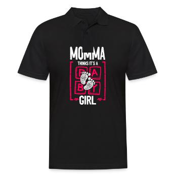 Momma Thinks It's a Girl Gender Reveal Funny Baby - Männer Poloshirt - Schwarz - Vorne - Kai (181cm)