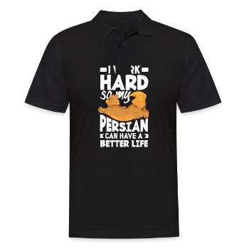 I work hard so my Persian can have a better life - Männer Poloshirt - Schwarz - Vorne - Kai (181cm)