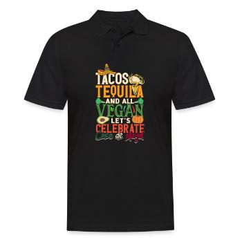 Tacos Tequila and all vegan Let's celebrate Cinco - Männer Poloshirt - Schwarz - Vorne - Kai (181cm)