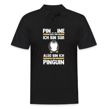 Tiermotiv Pinguin - Männer Poloshirt - Schwarz - Vorne - Kai (181cm)