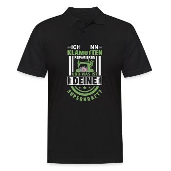 Klamotten Nähen Geschenkidee Superkraft - Männer Poloshirt - Schwarz - Vorne - Kai (181cm)