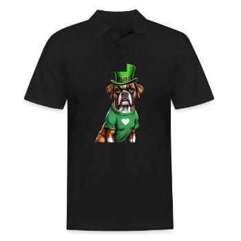 Boxer chien Saint-Patrick je chapeau vert irlandais St - Polo Homme - noir - Devant - Kai (181cm)