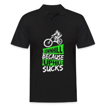 Downhill Because Uphill Sucks Geschenk MTB Biker R - Männer Poloshirt - Schwarz - Vorne - Kai (181cm)