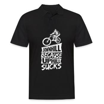 Downhill Because Uphill Sucks MTB Fahrrad Fans Rad - Männer Poloshirt - Schwarz - Vorne - Kai (181cm)