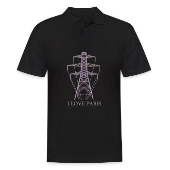 Power pylon as Eiffel Tower "I Love Paris" satire - Men's Polo Shirt - black - Front - Kai (181cm)
