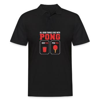 Ende mit Pong Starker Trinker Geschenk - Männer Poloshirt - Schwarz - Vorne - Kai (181cm)