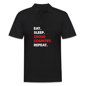 Eat Sleep Funny Quote Cross Country - Men's Polo Shirt - black - Front - Kai (181cm)