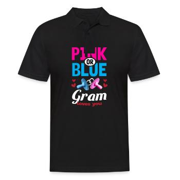 Pink or Blue Gram Loves You Gender Reveal Party - Men's Polo Shirt - black - Front - Kai (181cm)