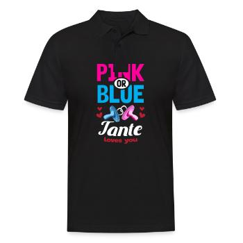 Pink or Blue Tante Loves You Gender Reveal Party - Männer Poloshirt - Schwarz - Vorne - Kai (181cm)