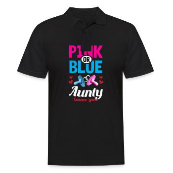 Pink or Blue Aunty Loves You Gender Reveal Party - Men's Polo Shirt - black - Front - Kai (181cm)