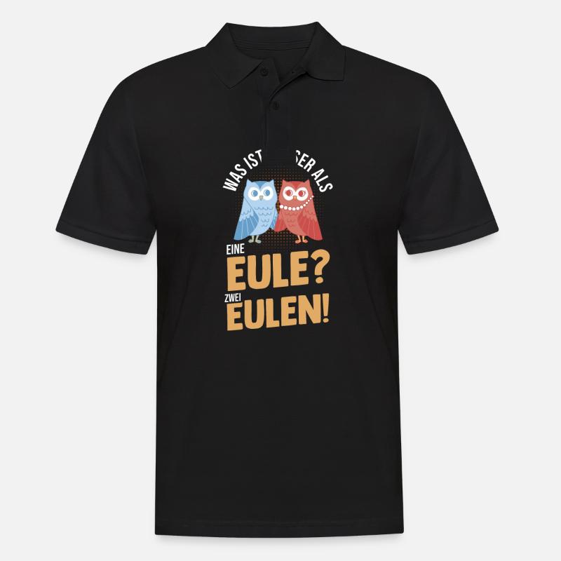 Eulen - Männer Poloshirt - Schwarz