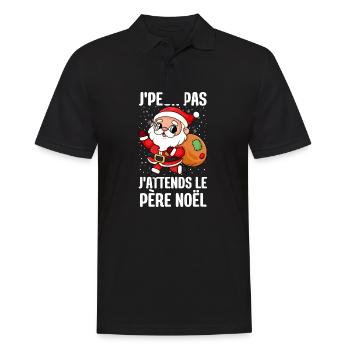 J'Peux Pas J'attends Le Père Noël Joyeux Noel - Polo Homme - noir - Devant - Kai (181cm)