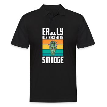 Easily Distracted By Smudge Burning Herbs Smudging - Männer Poloshirt - Schwarz - Vorne - Kai (181cm)