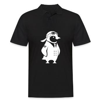 Pingouin Pilote Avion Silhouette Minimaliste - Polo Homme - noir - Devant - Kai (181cm)