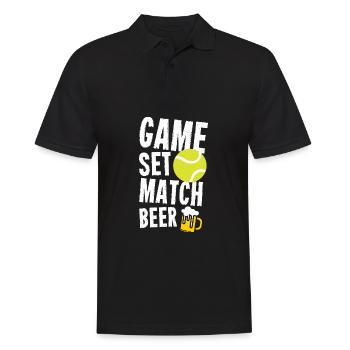 Tennis Sport Lover Game Set Match Beer Birthday - Men's Polo Shirt - black - Front - Kai (181cm)