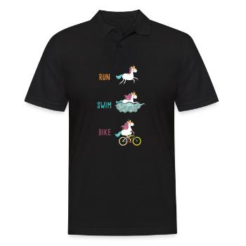 Swim Bike Run Unicorn Triathlète Sport - Polo Homme - noir - Devant - Kai (181cm)