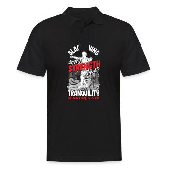 Slacklining, where strength meets tranquility, in - Men's Polo Shirt - black - Front - Kai (181cm)