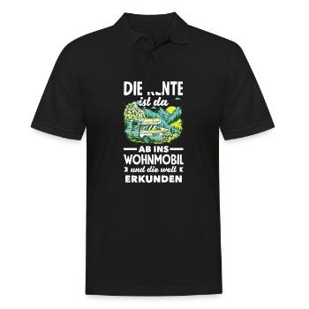 Die Rente ist da, ab ins Wohnmobil und die Welt - Männer Poloshirt - Schwarz - Vorne - Kai (181cm)