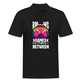 Rainbows, games, and everything in between LGBTQ+ - Männer Poloshirt - Schwarz - Vorne - Kai (181cm)