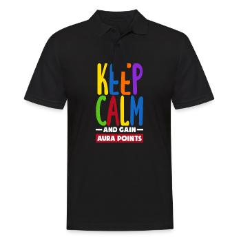 Keep Calm And Gain Aura Points Daily Trendy Viral - Men's Polo Shirt - black - Front - Kai (181cm)