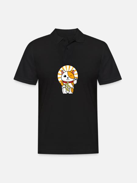 Kawaii Maneki Neko - Men's Polo Shirt - black
