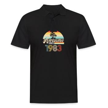 Vintage Awesome Since1983 Anniversaire Retro seashel - Polo Homme - noir - Devant - Kai (181cm)