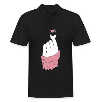 kpop hand herz pink - Männer Poloshirt - Schwarz - Vorne - Kai (181cm)